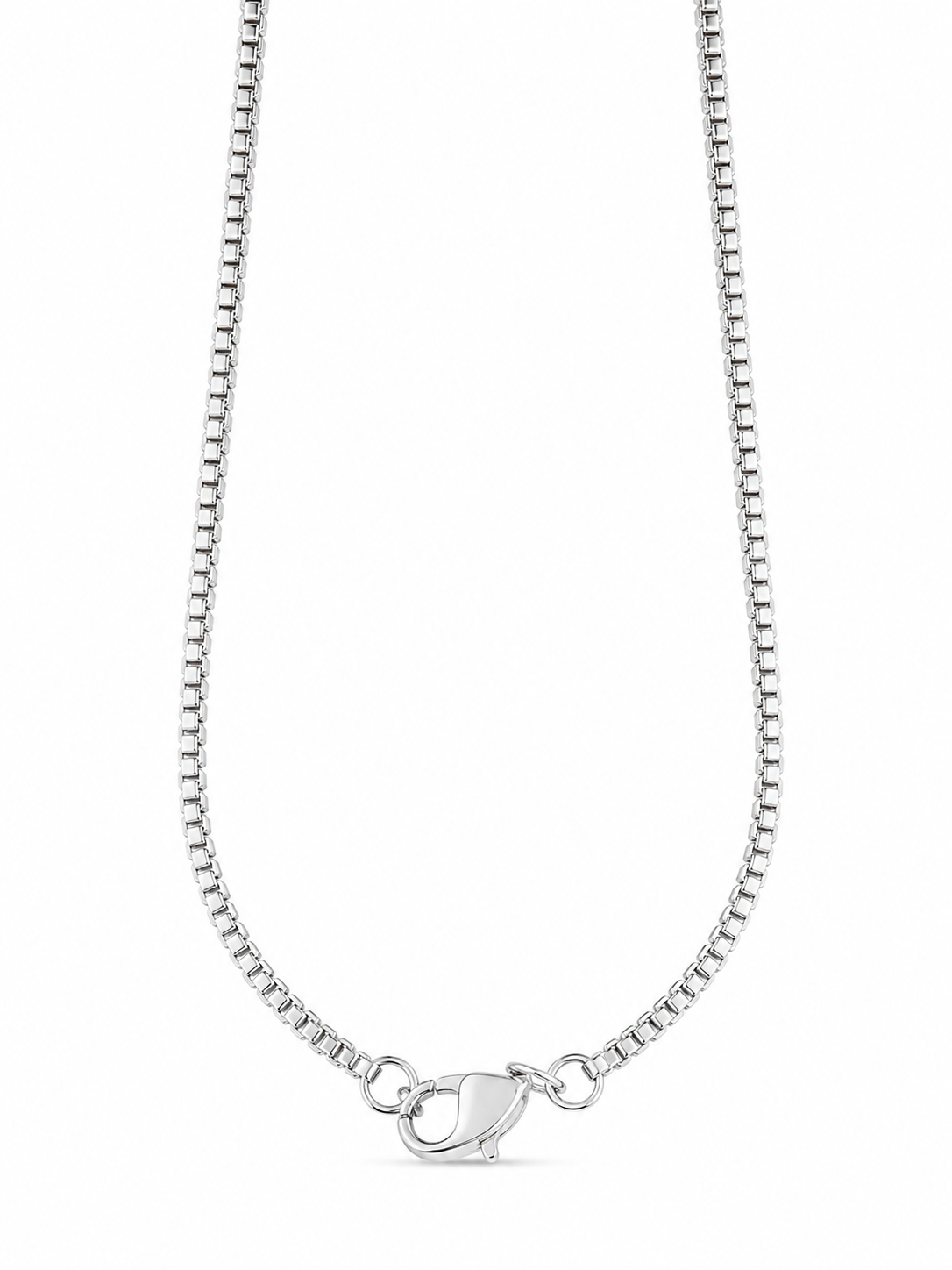925 Sterling Silver Cubic Zirconium Box Chain Square Necklace
