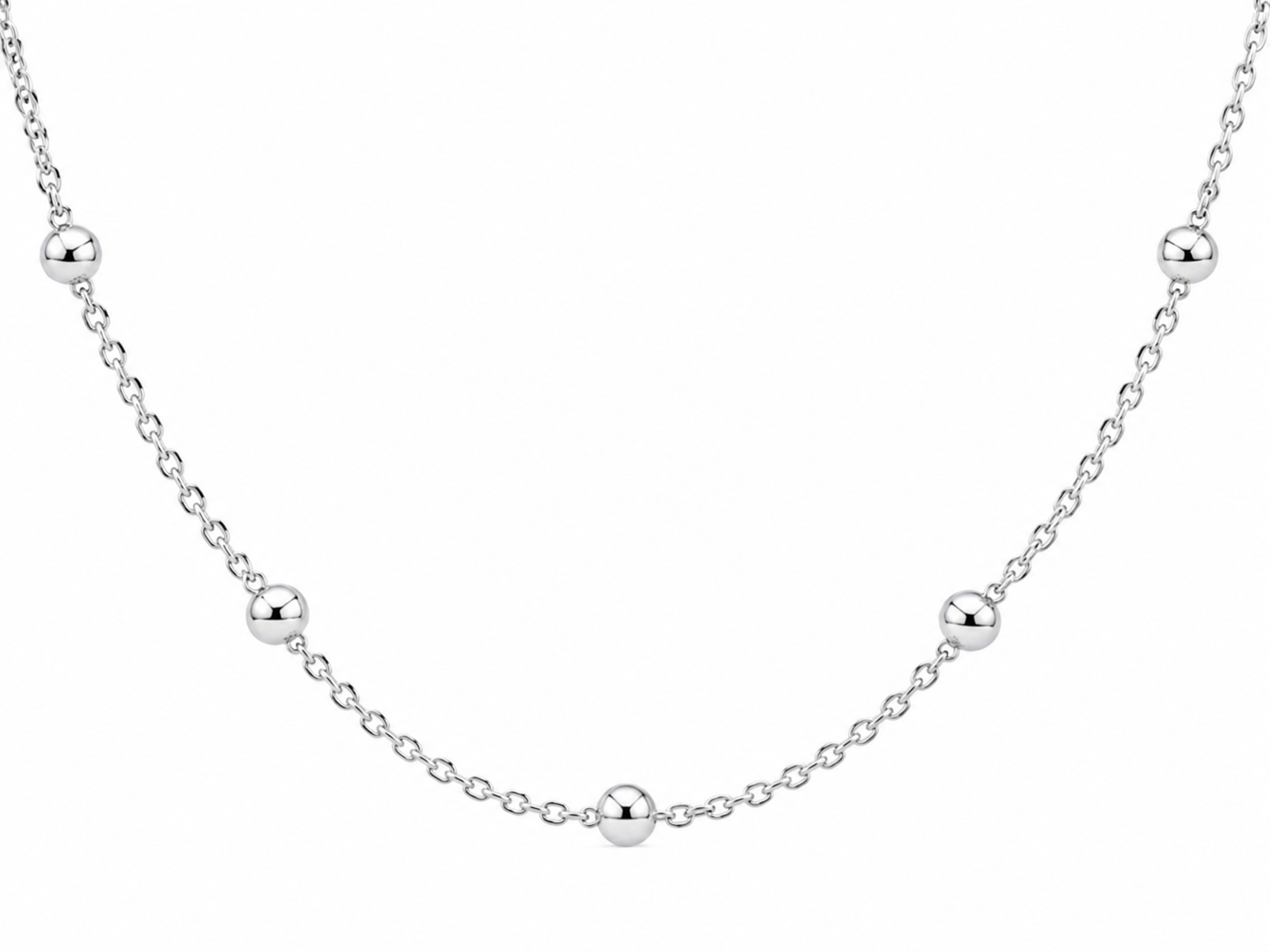 925 Sterling Silver Cubic Zirconium Lobster Lock Infinity Beaded Necklace