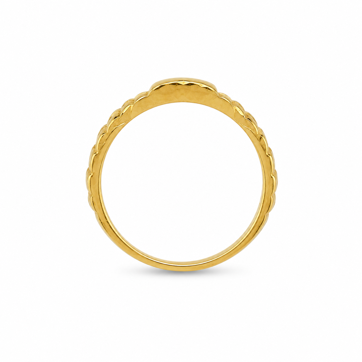 22KT 4 x 4 Cubic Zirconium Center Yellow Gold Ring [A5B1]