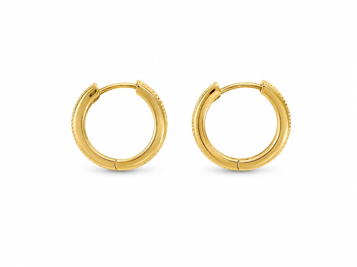 21KT 3 Stripe Hoop Cubic Zirconium Yellow Gold Earrings [A3B4]