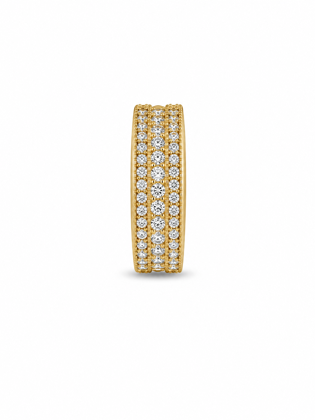 21KT 3 Stripe Hoop Cubic Zirconium Yellow Gold Earrings [A3B4]