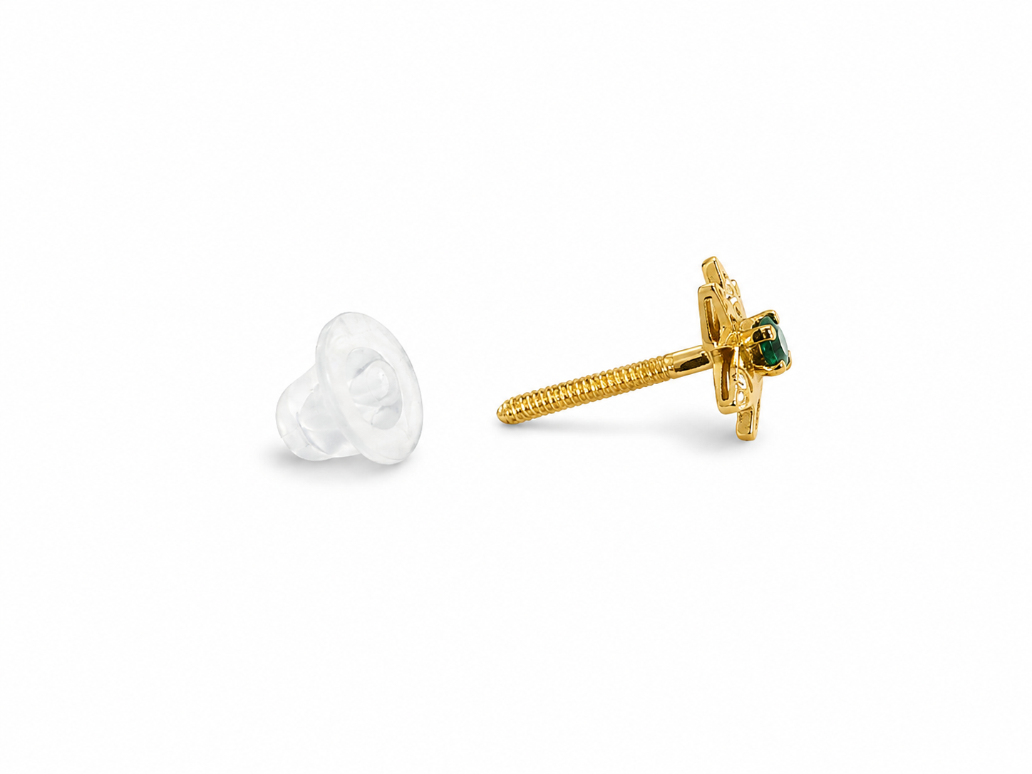 21KT Triangles Stud Cubic Zirconium Yellow Gold Earrings [A1B5]