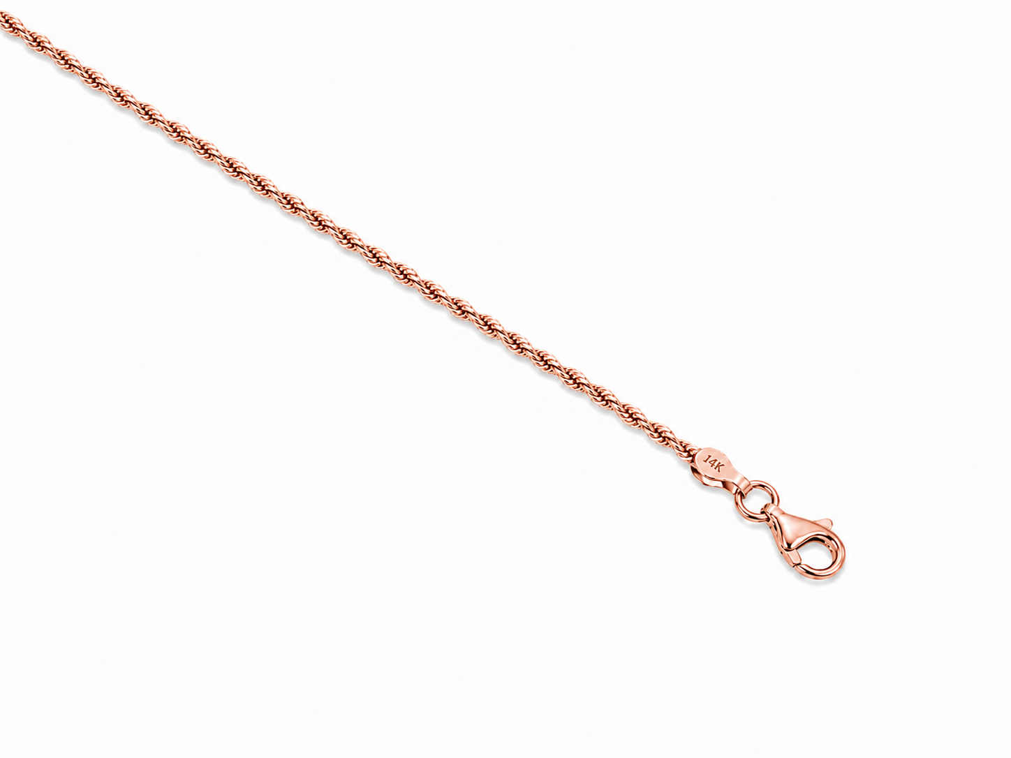 14KT Solid Rose Gold 1.5 MM Rope Chain