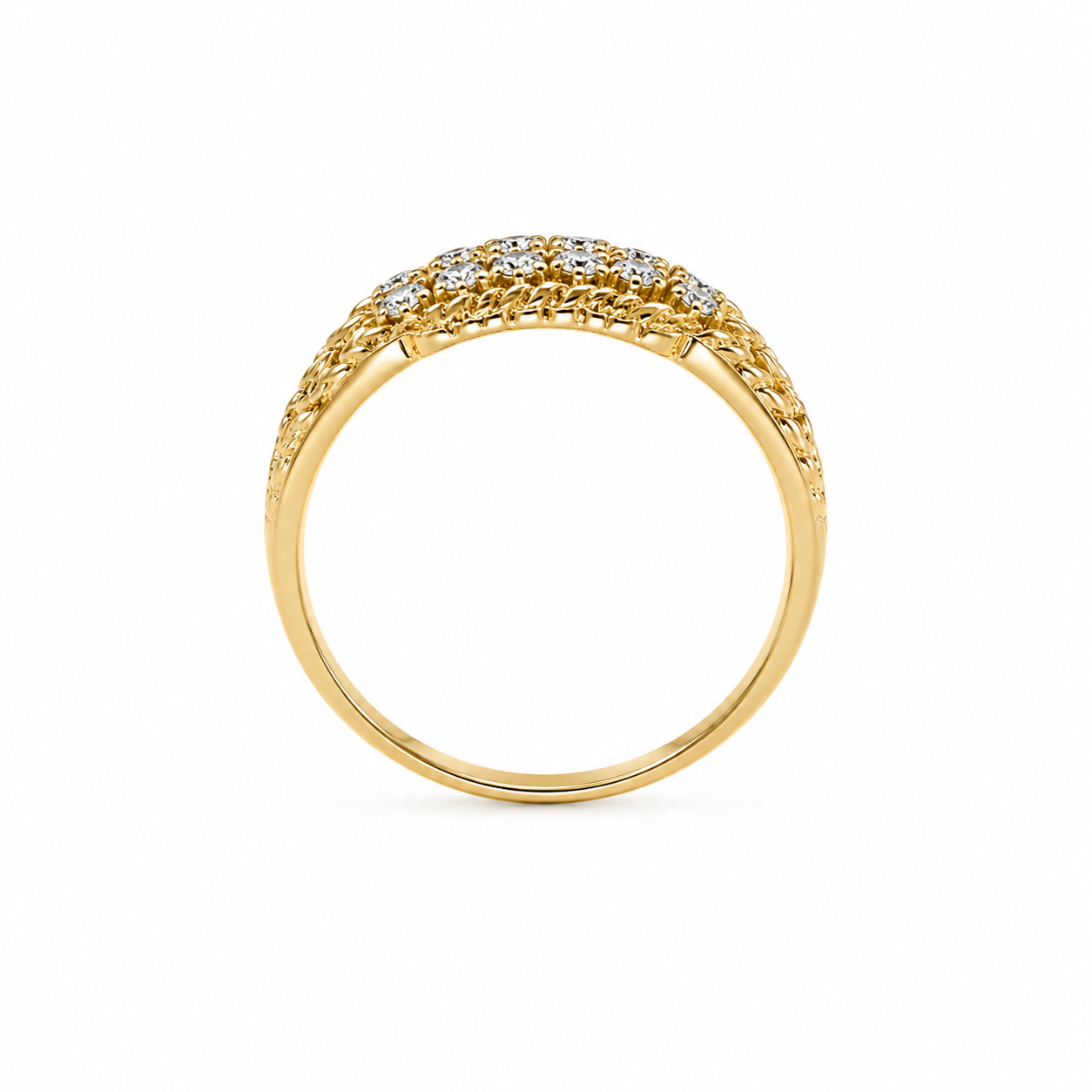22KT Double Infinity Cubic Zirconium Yellow Gold Ring [A2B2]