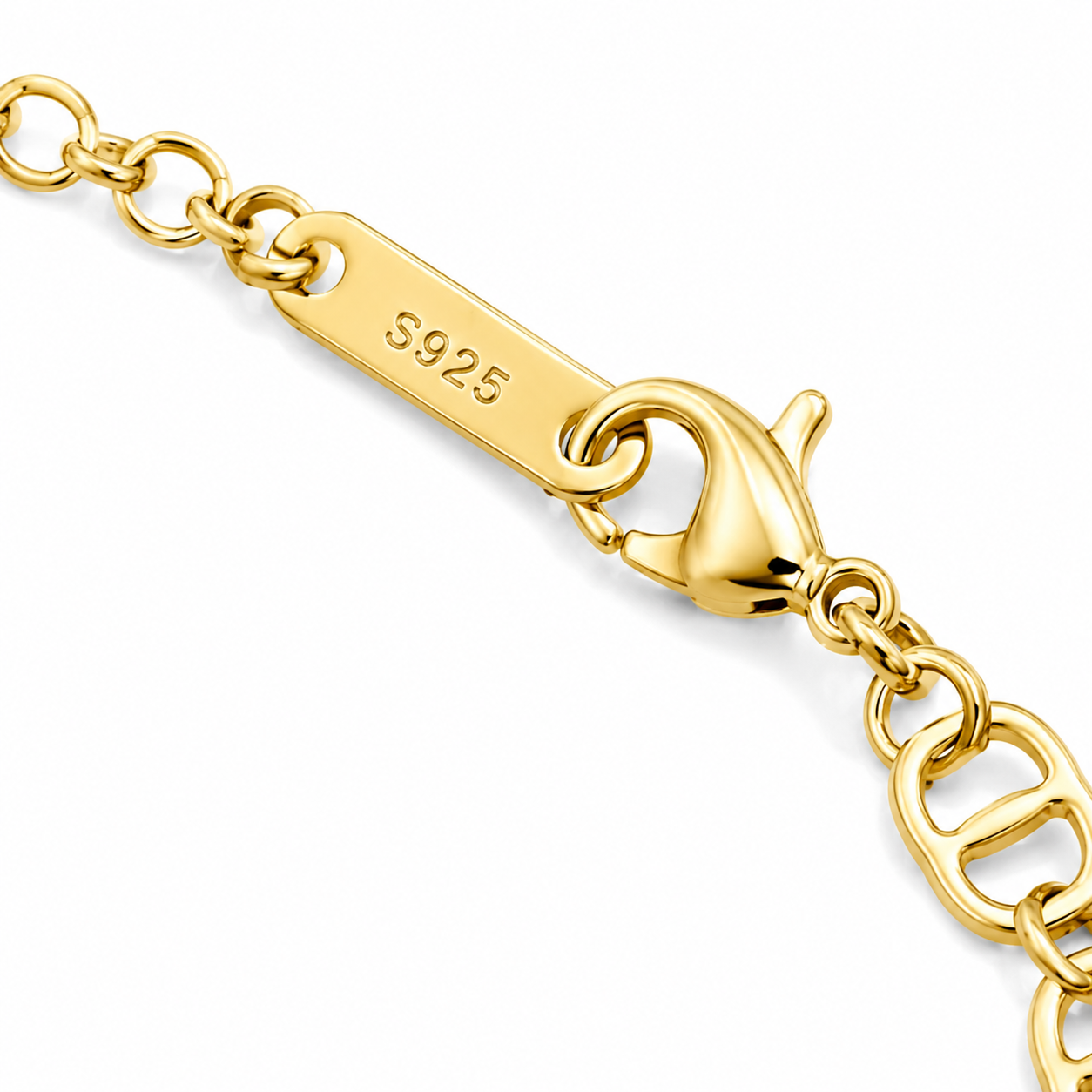 925 Yellow Sterling Silver Lobster Lock Ankle Bracelet