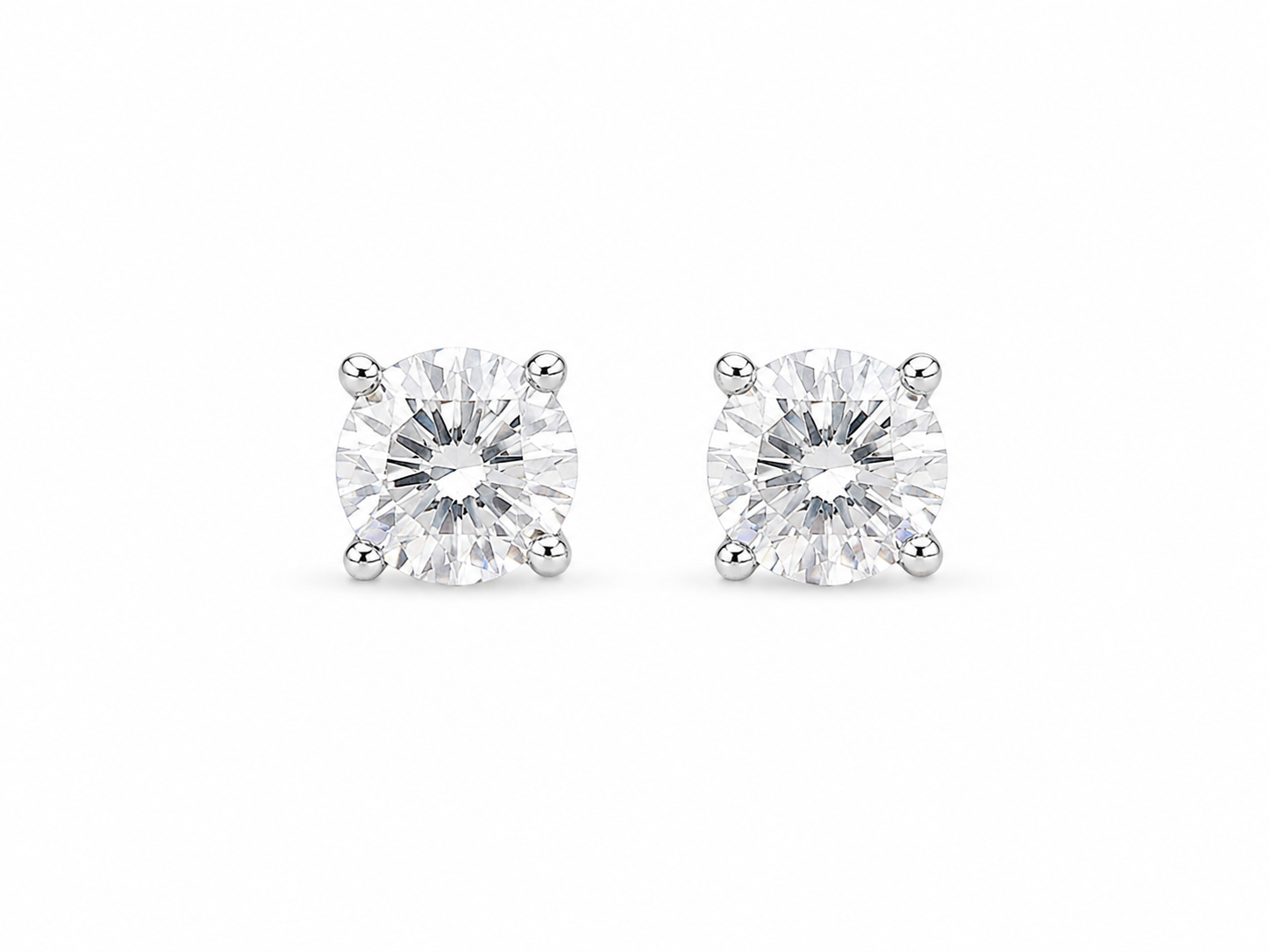 925 Sterling Silver Cubic Zirconium Round Stud Earrings