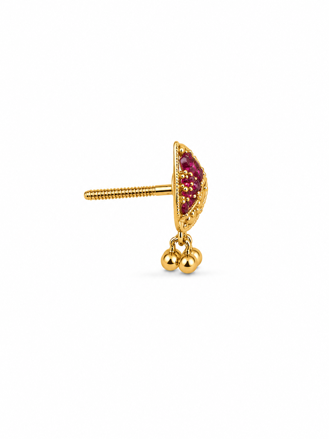 22KT Trapezoid Flower Cubic Zirconium Yellow Gold Earrings [A3B1]