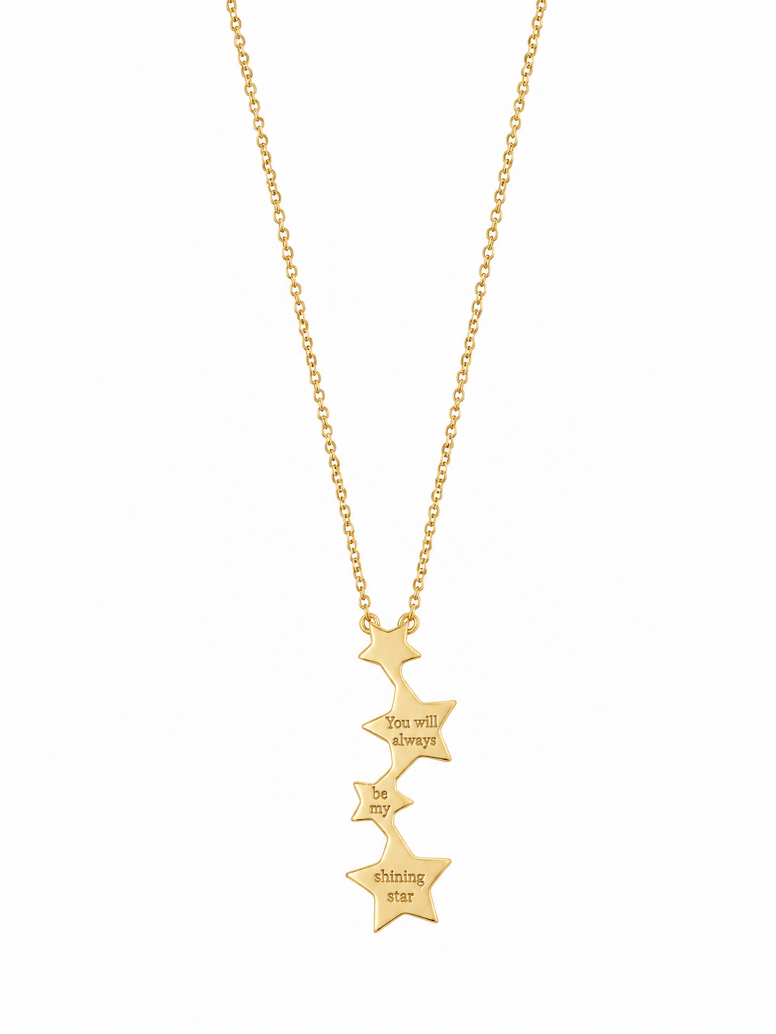 925 Yellow Sterling Silver Lobster Lock Star Pendant With Chain