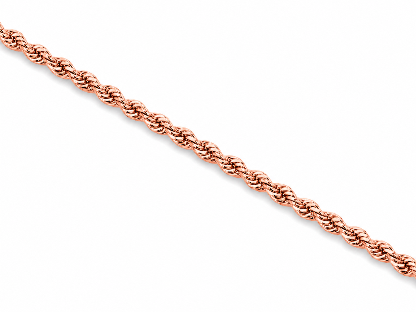 14KT Solid Rose Gold 3.5 MM Rope Chain