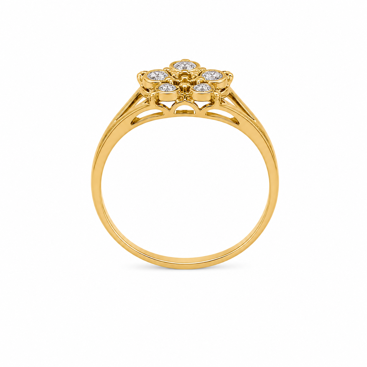 22KT Flower Cubic Zirconium Yellow Gold Ring [A3B1]