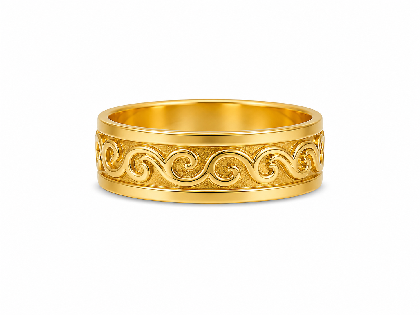 22KT Etched Design Wedding Band Yellow Gold Ring [A4B2]