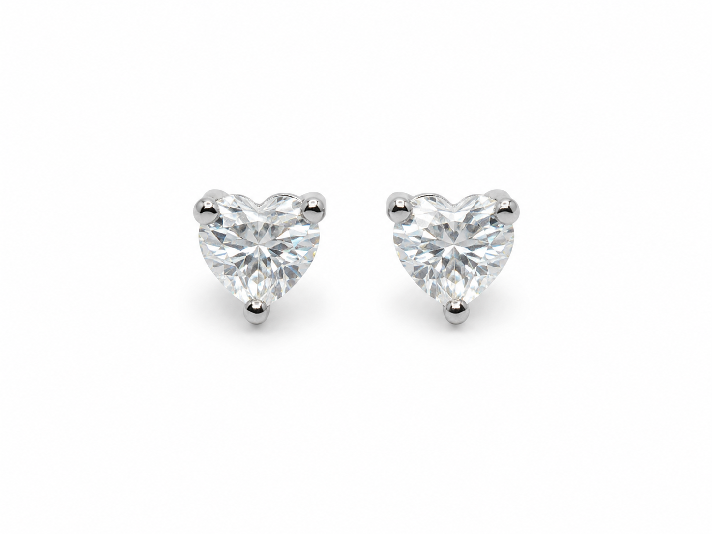 Stainless Steel Heart Cubic Zirconium Studs