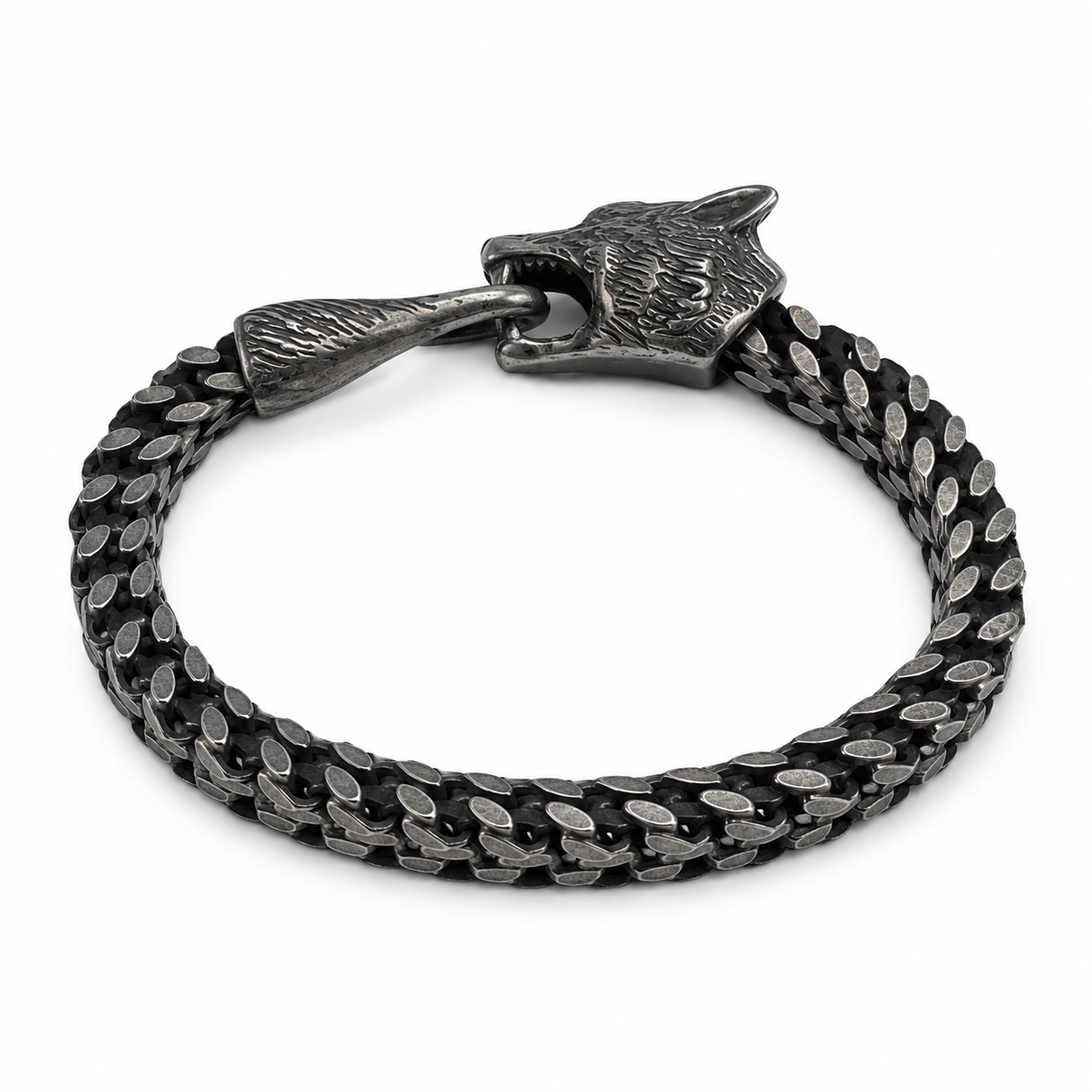 Stainless Steel Wolf Bracelet Black