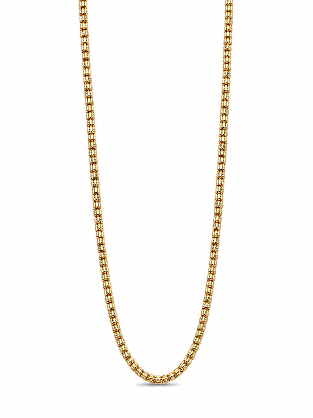 10KT Hollow Yellow Gold 3.5 MM Iced Beaded Diamond Cut Chain