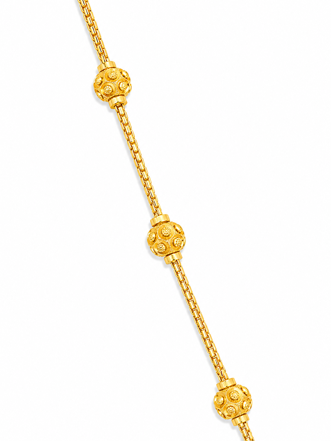 22KT Solid Yellow Gold 4.5 MM Designer Bead Necklace