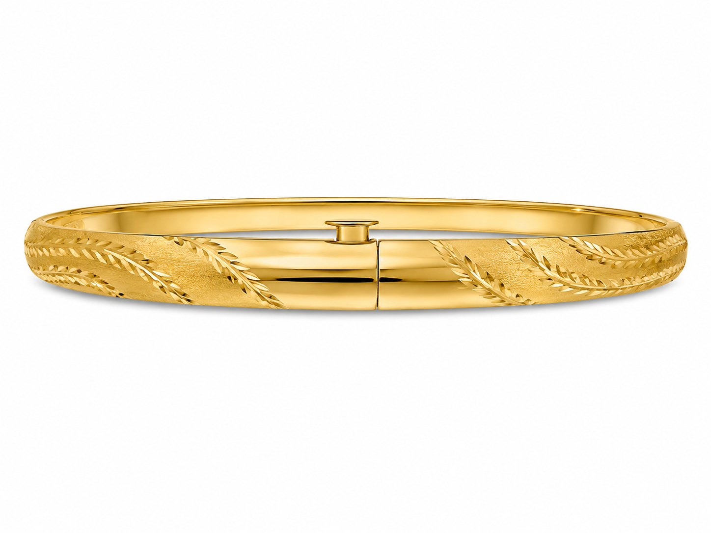 14KY Diamond Cut Florentine 6 mm Bangle Bracelet