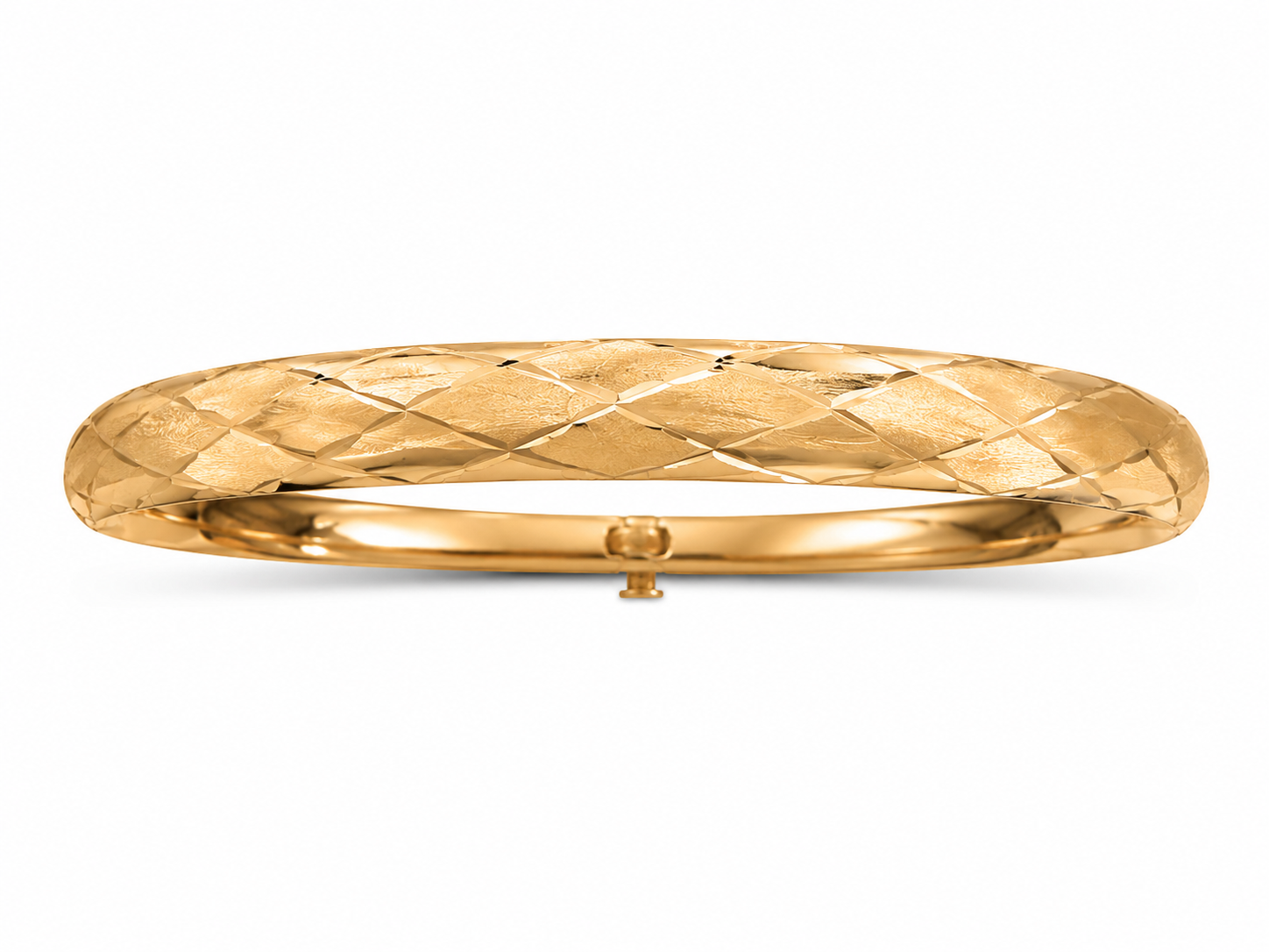 14KT Yellow Gold Diamond Cut Criss Cut 6 mm Bangle Bracelet [SDC]