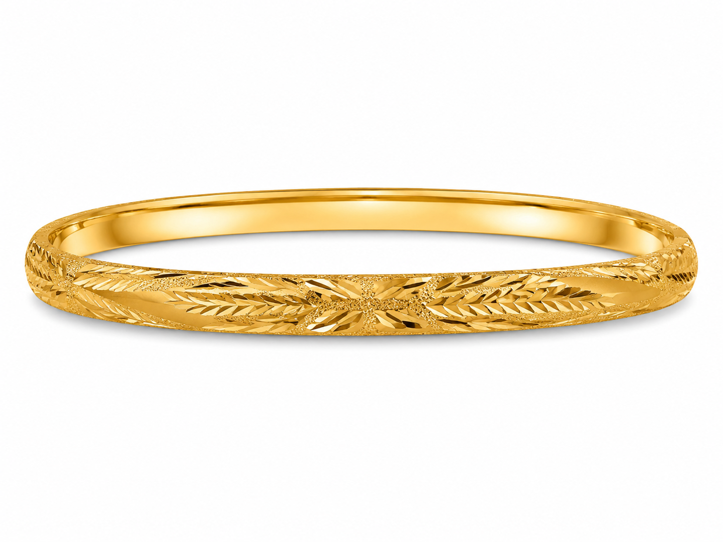 14KT Yellow Gold Diamond Cut Florentine 6 mm Bangle Bracelet [MT]