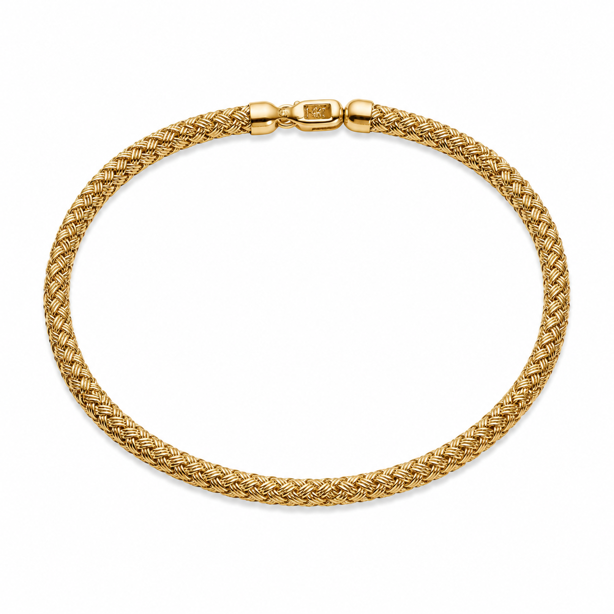 14KT Thread Design 3.3 MM Yellow Gold Bangle Bracelet