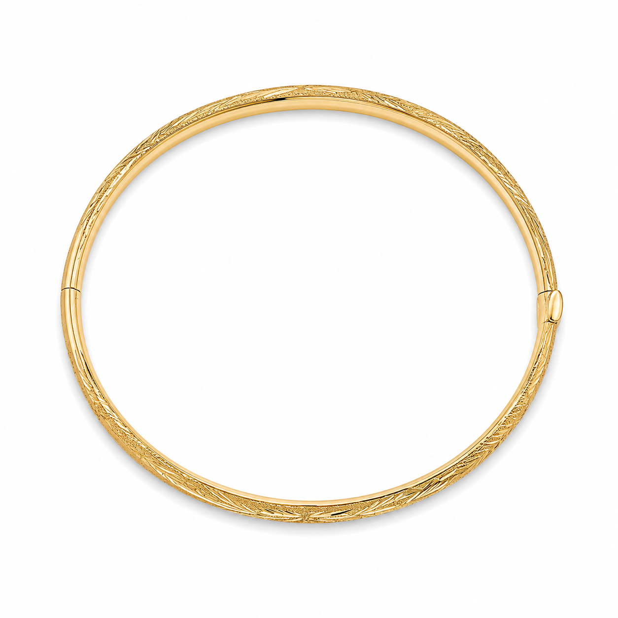 14KT Yellow Gold Diamond Cut Florentine 6 mm Bangle Bracelet [MT]