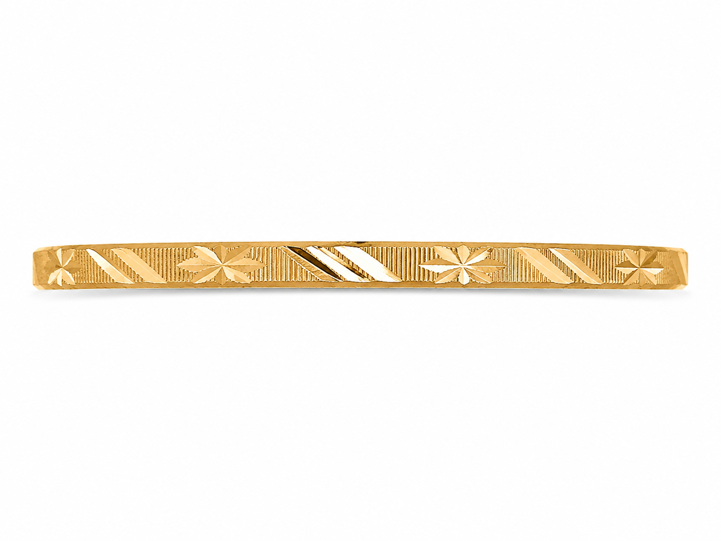 14KT Yellow Gold Diamond Cut Designer 3 mm Bangle Bracelet