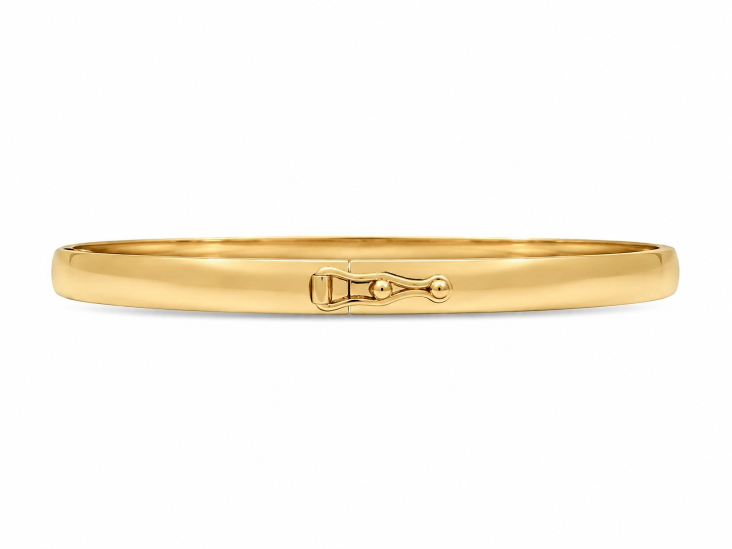 14KT Yellow Gold Designer Diamond Cut Heart Brushed 5 mm Bangle Bracelet
