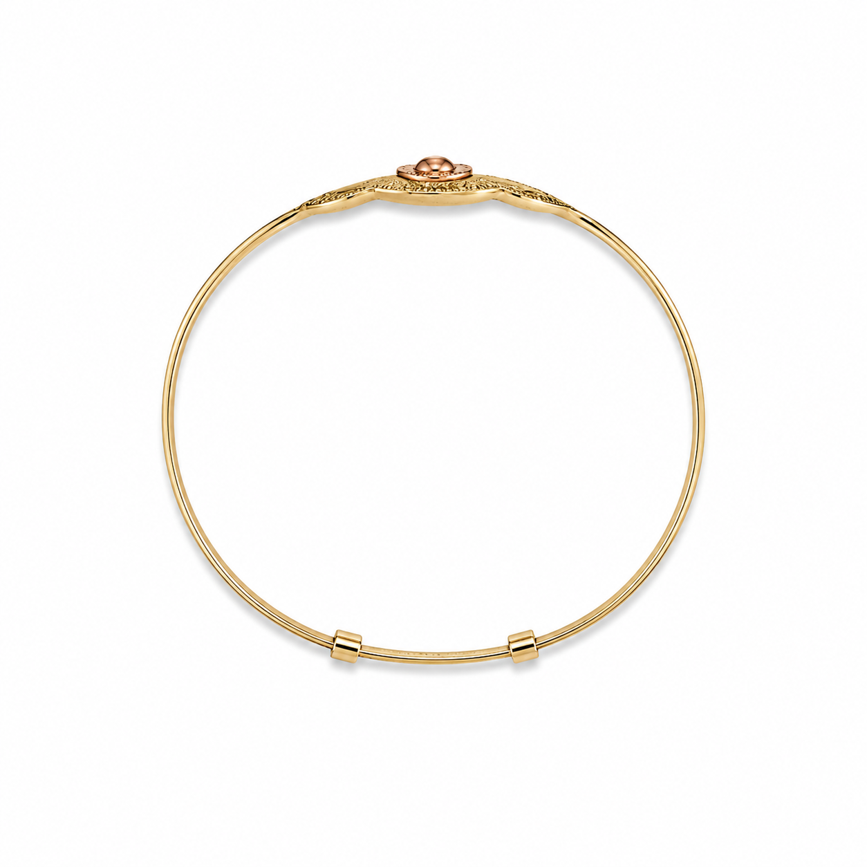 14KT Two Tone Gold 4 MM Adjustable Bangle Bracelet
