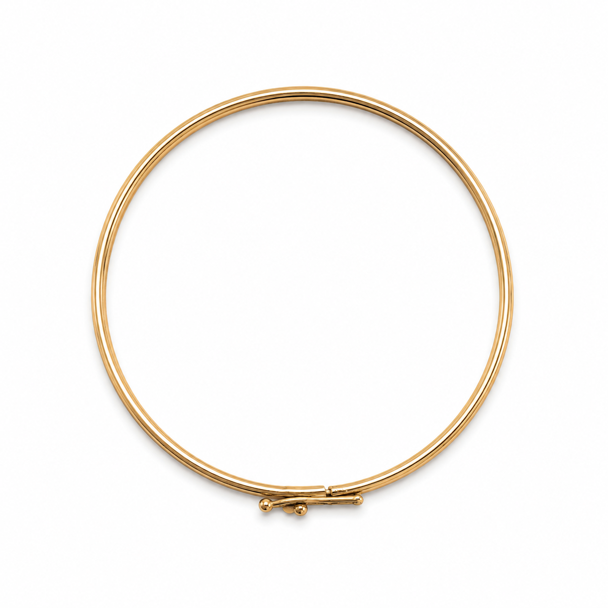 10KT Yellow Gold Diamond Cut Leaf 4 mm Bangle Bracelet