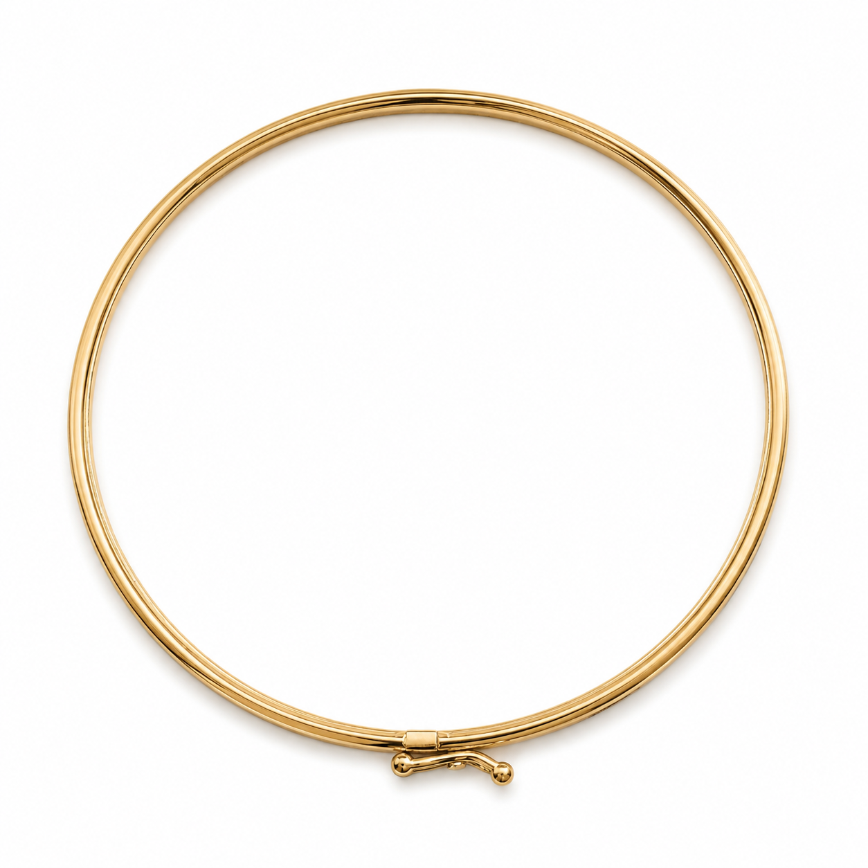 14KT Yellow Gold Diamond Cut Heart Brushed 5 mm Bangle Bracelet