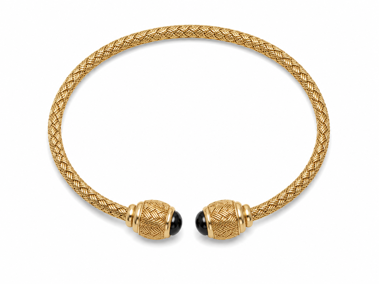 14KT Braided Cubic Zirconium Open 3 MM Yellow Gold Bracelet
