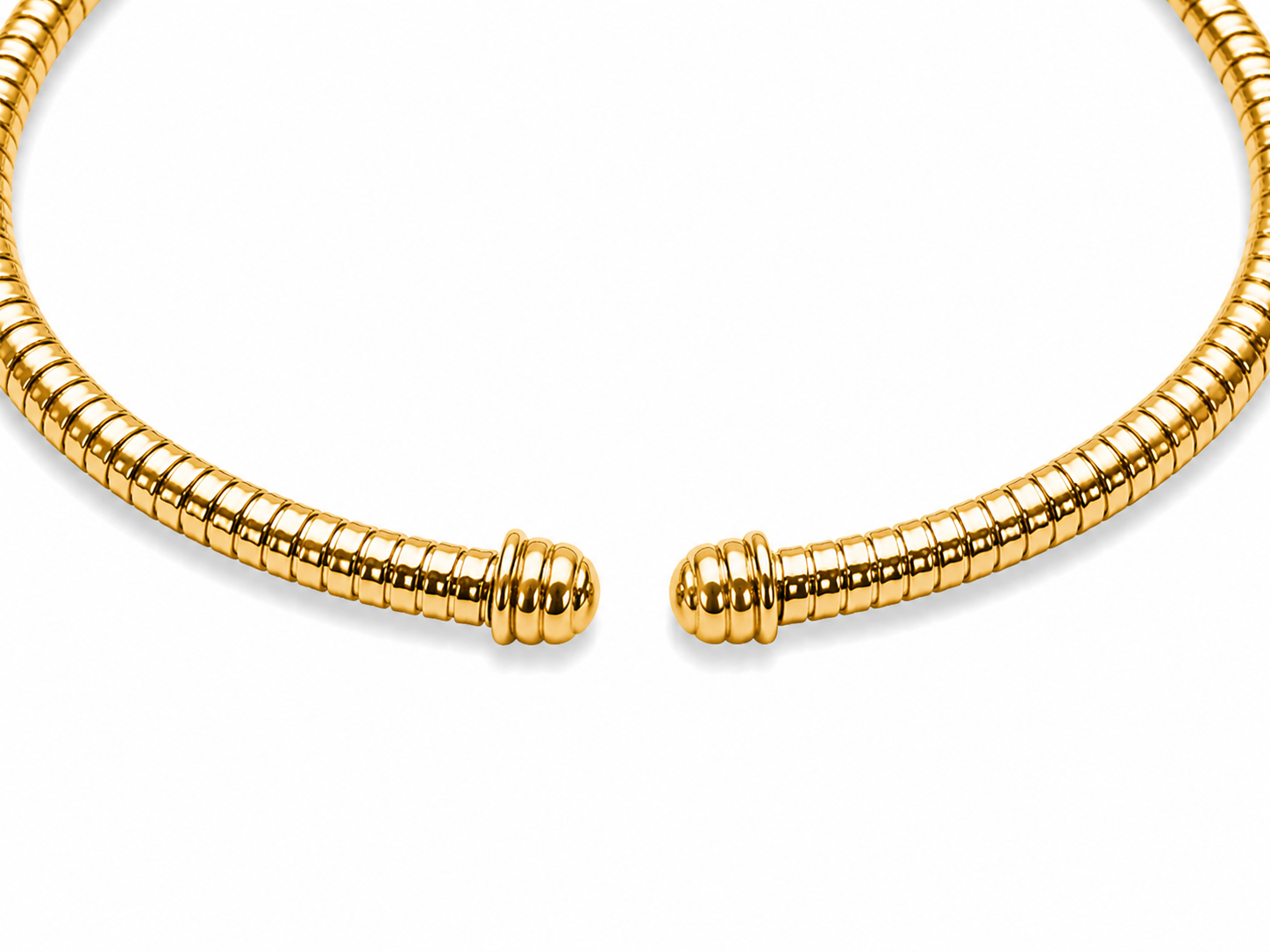 14KT Heart Charm Ribbed Open Yellow Gold Bangle Bracelet