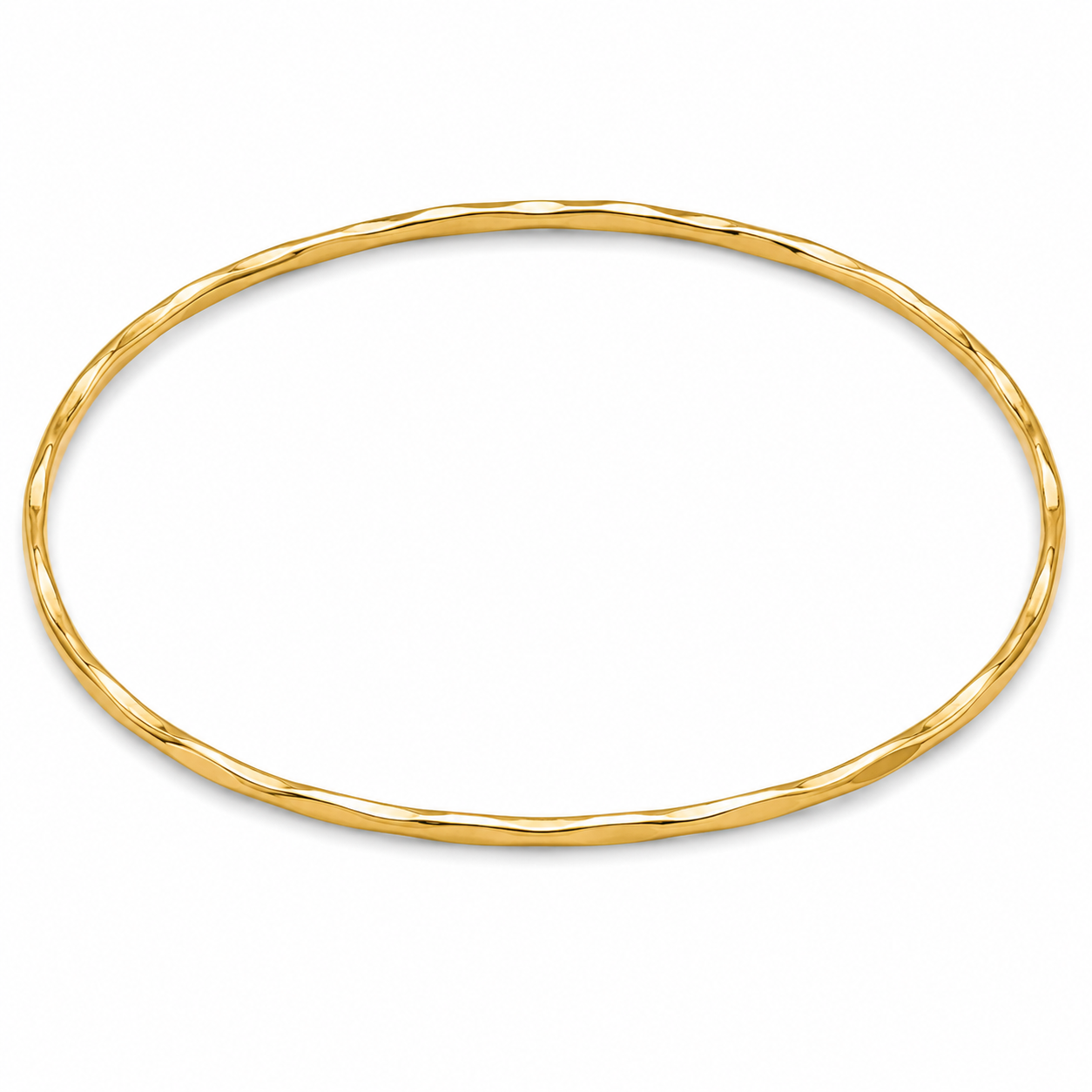 10KT Textured Yellow Gold 2 MM Bangle Bracelet