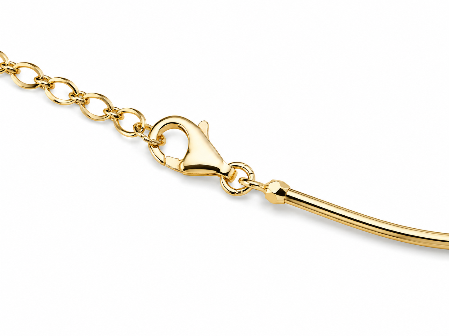 14KT Yellow Gold Circle Gem Stone Cubic Zirconium Chain Lobster Link 5.2 MM Bangle Bracelet