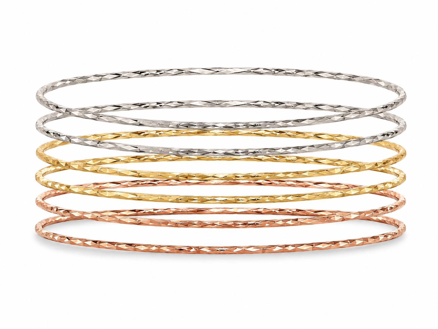 14KT 7 Piece Bangles Yellow Gold Bracelet [A11B1]