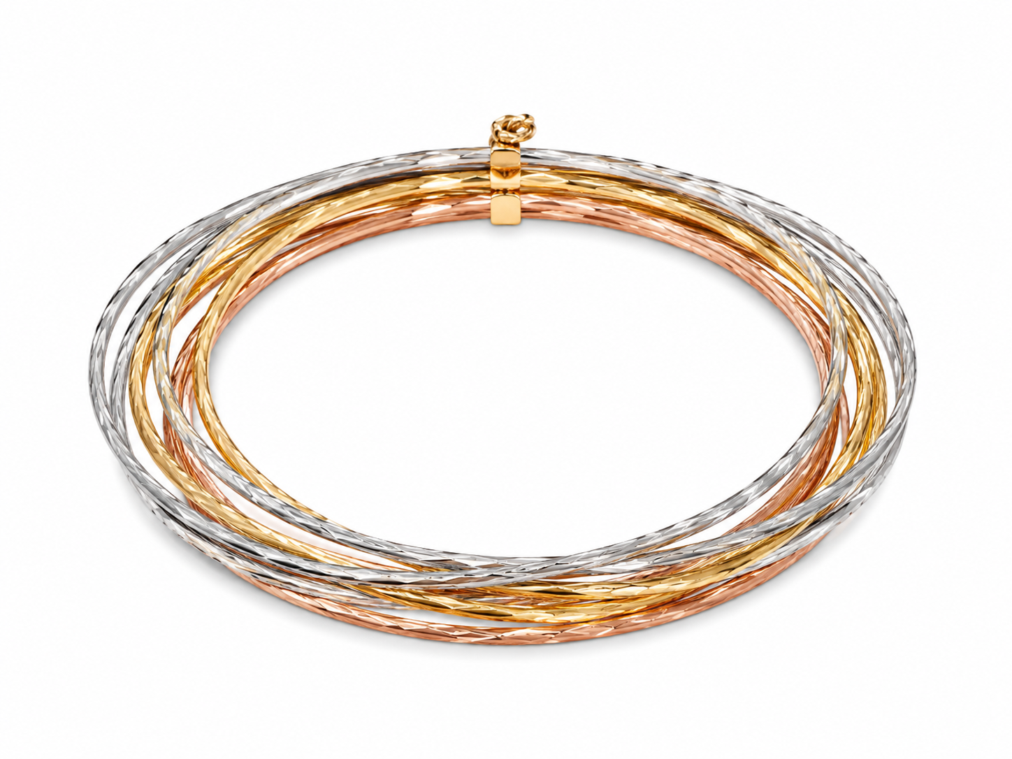 14KT 7 Piece Bangles Yellow Gold Bracelet [A11B1]