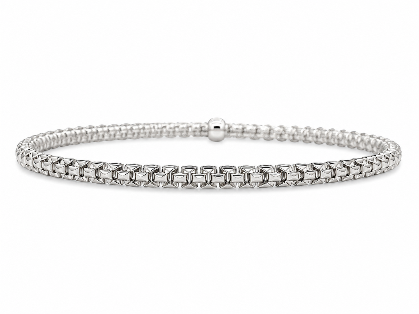 14KT White Gold Elastic Adjustable 2.8 MM Bangle Bracelet