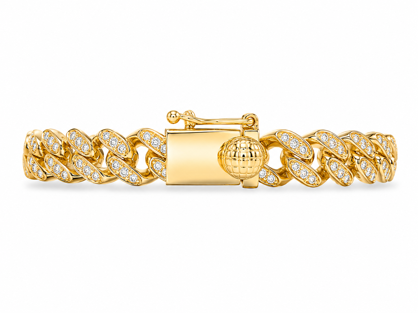 14KT Yellow Gold Cuban 5 mm CZ Bangle Bracelet