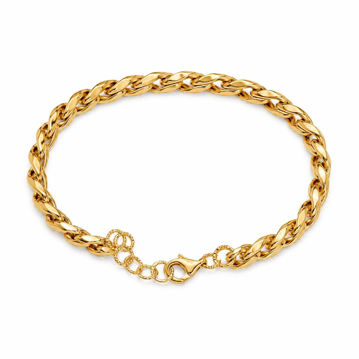 14KT Solid Yellow Gold Cuban Link Lobster Lock 8 MM Bangle Bracelet