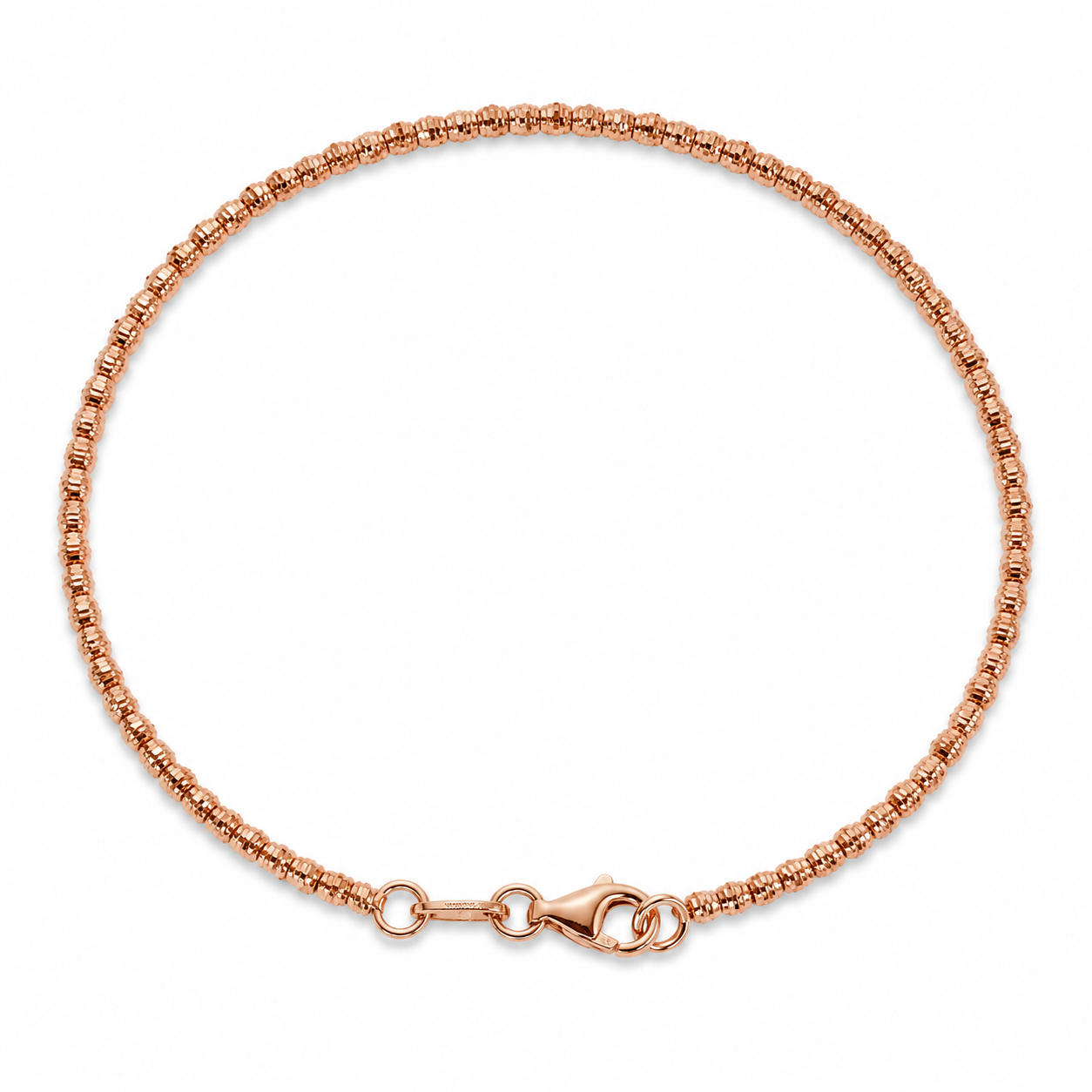 14KT Rose Gold Thin 2 MM Lobster Lock Bangle Bracelet