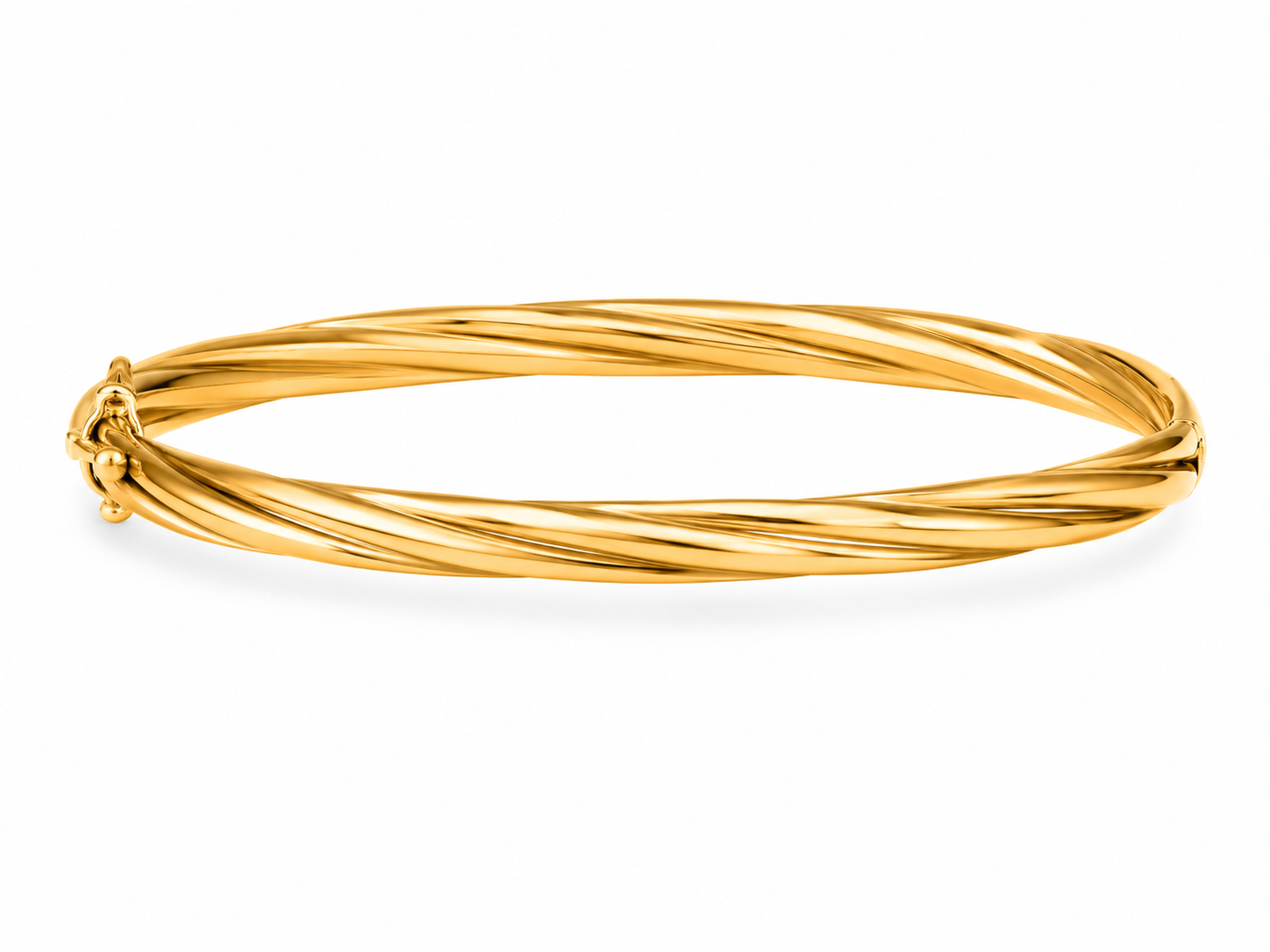 14KT Solid Yellow Gold 5 MM Magnetic Lock Bangle Bracelet [A10B7]]