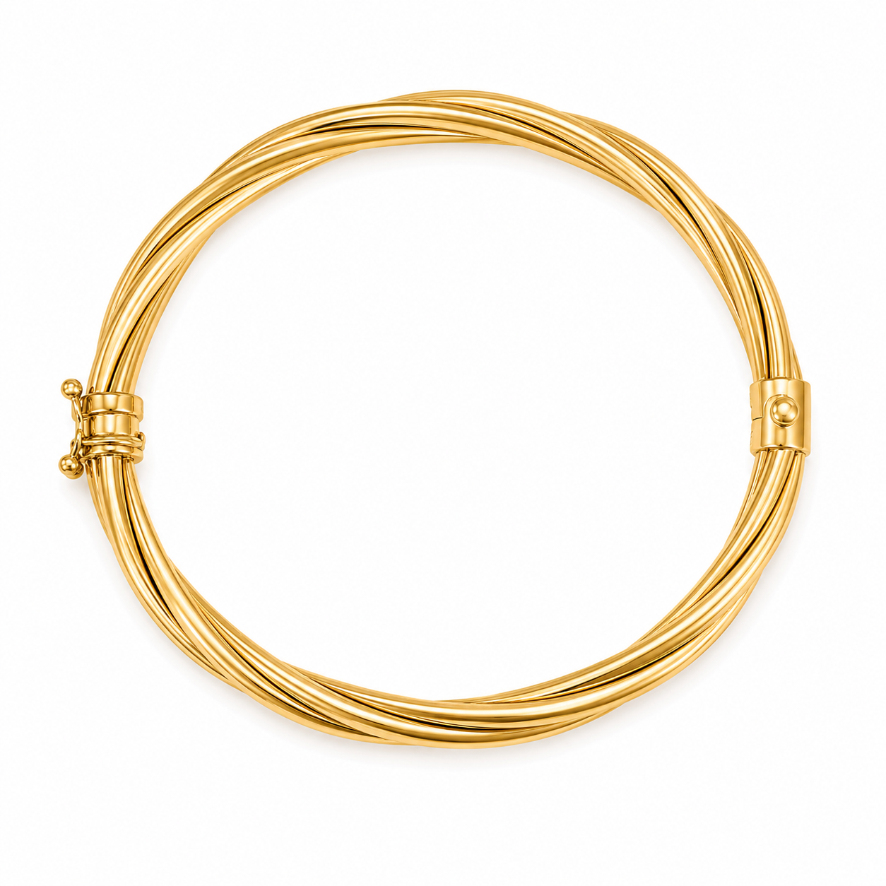 14KT Solid Yellow Gold 5 MM Magnetic Lock Bangle Bracelet [A10B7]]