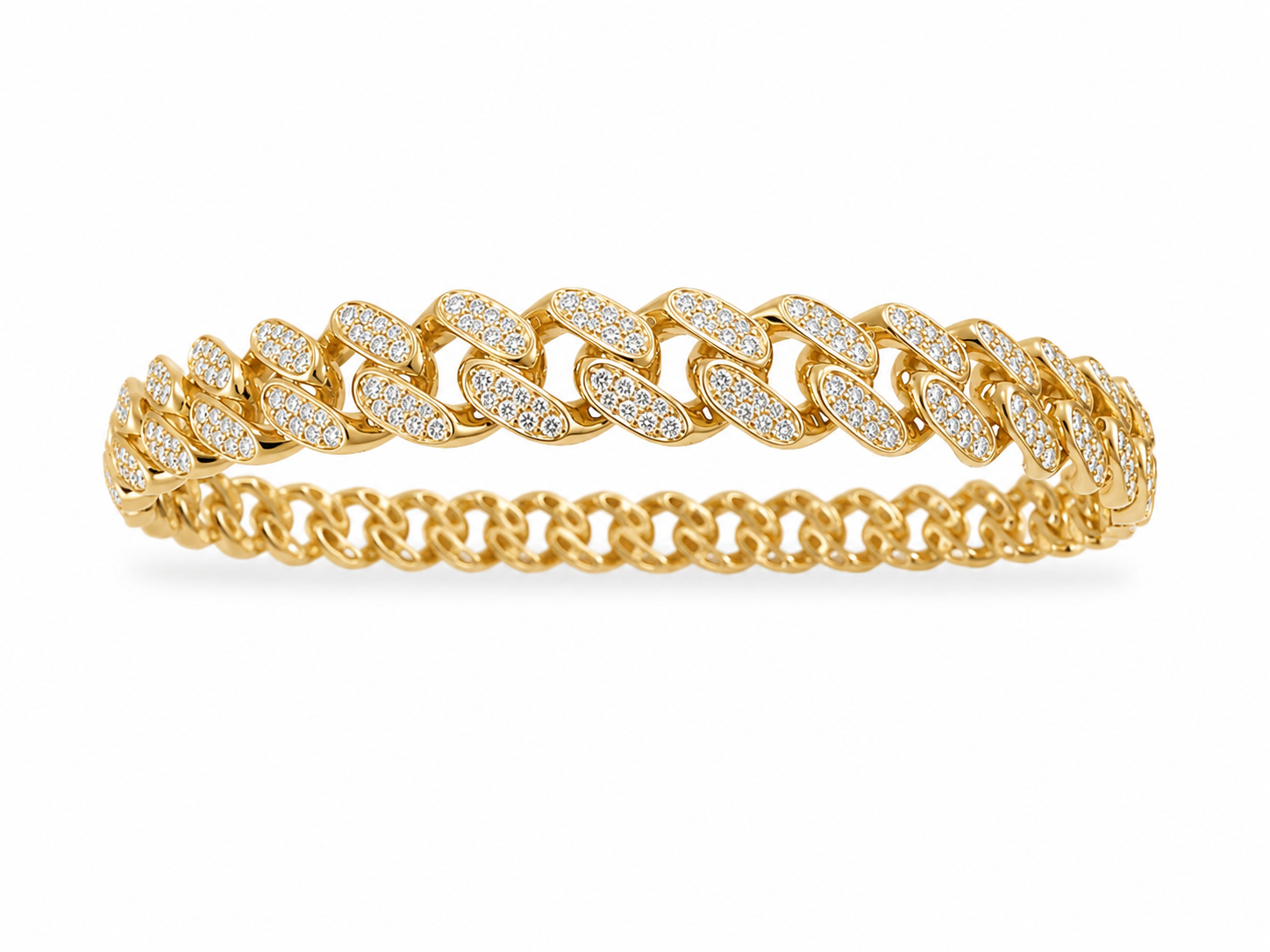 14KT Yellow Gold Cuban 5 mm CZ Bangle Bracelet