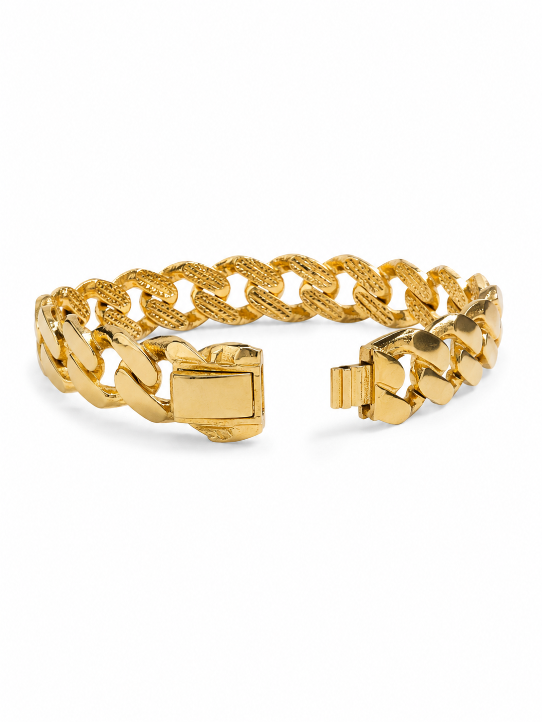 14KT Gold Cuban 15 mm Bangle Bracelet