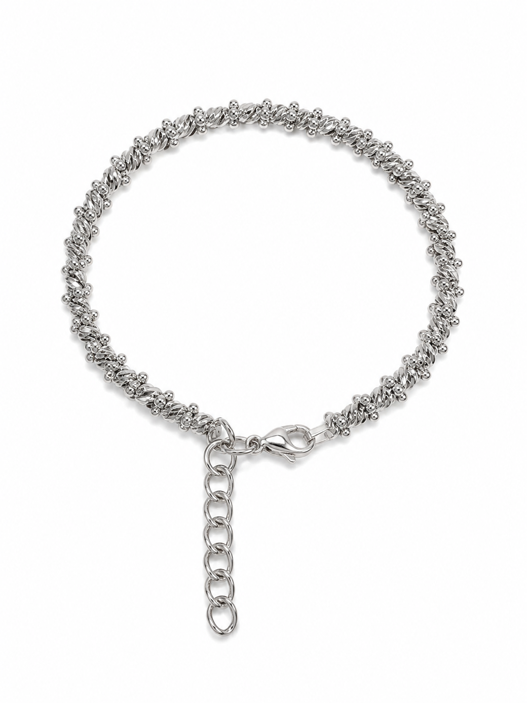 14KT White Gold Stud Adjustable 2.8 MM Lobster Lock Bangle Bracelet