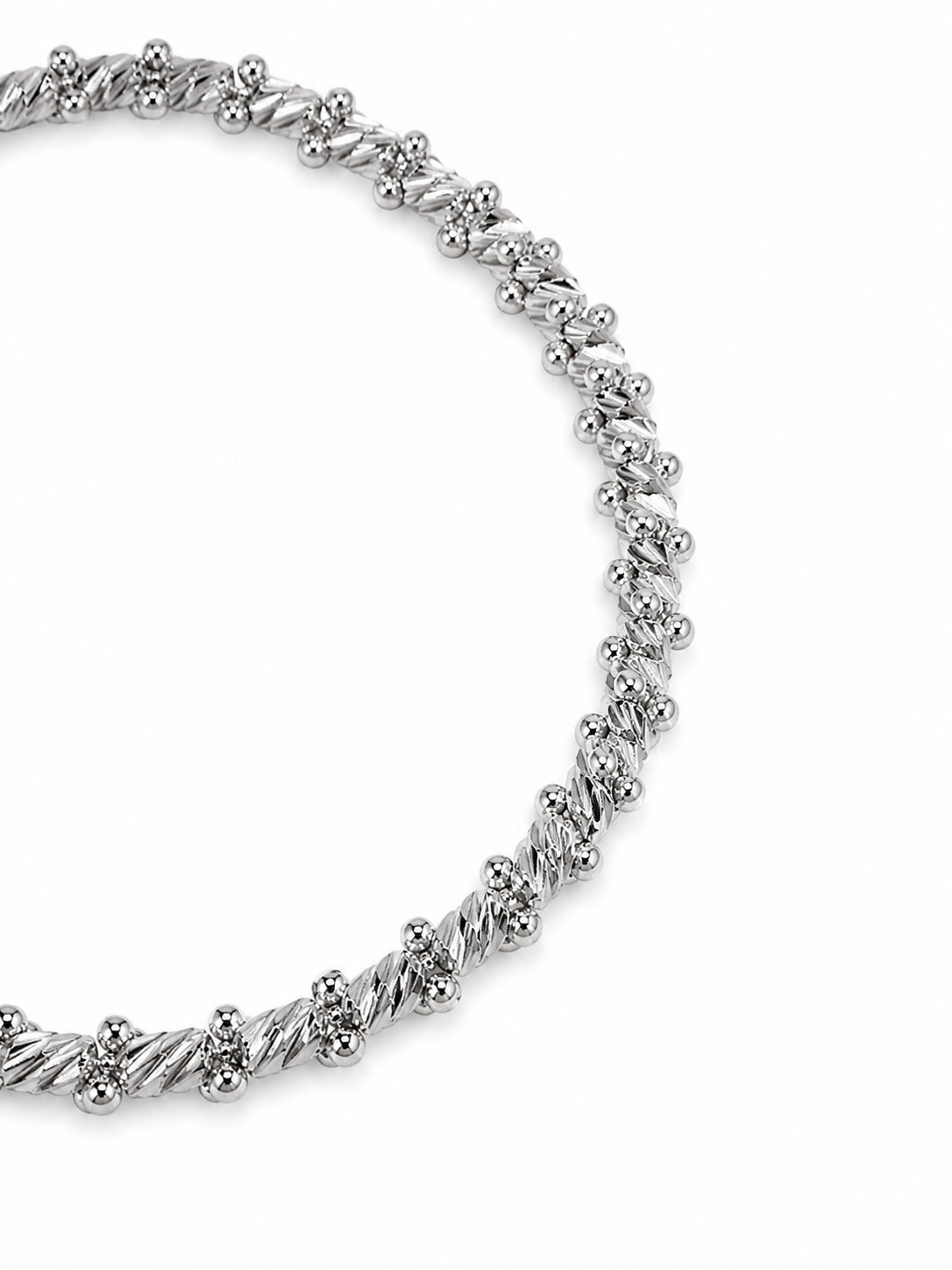 14KT White Gold Stud Adjustable 2.8 MM Lobster Lock Bangle Bracelet