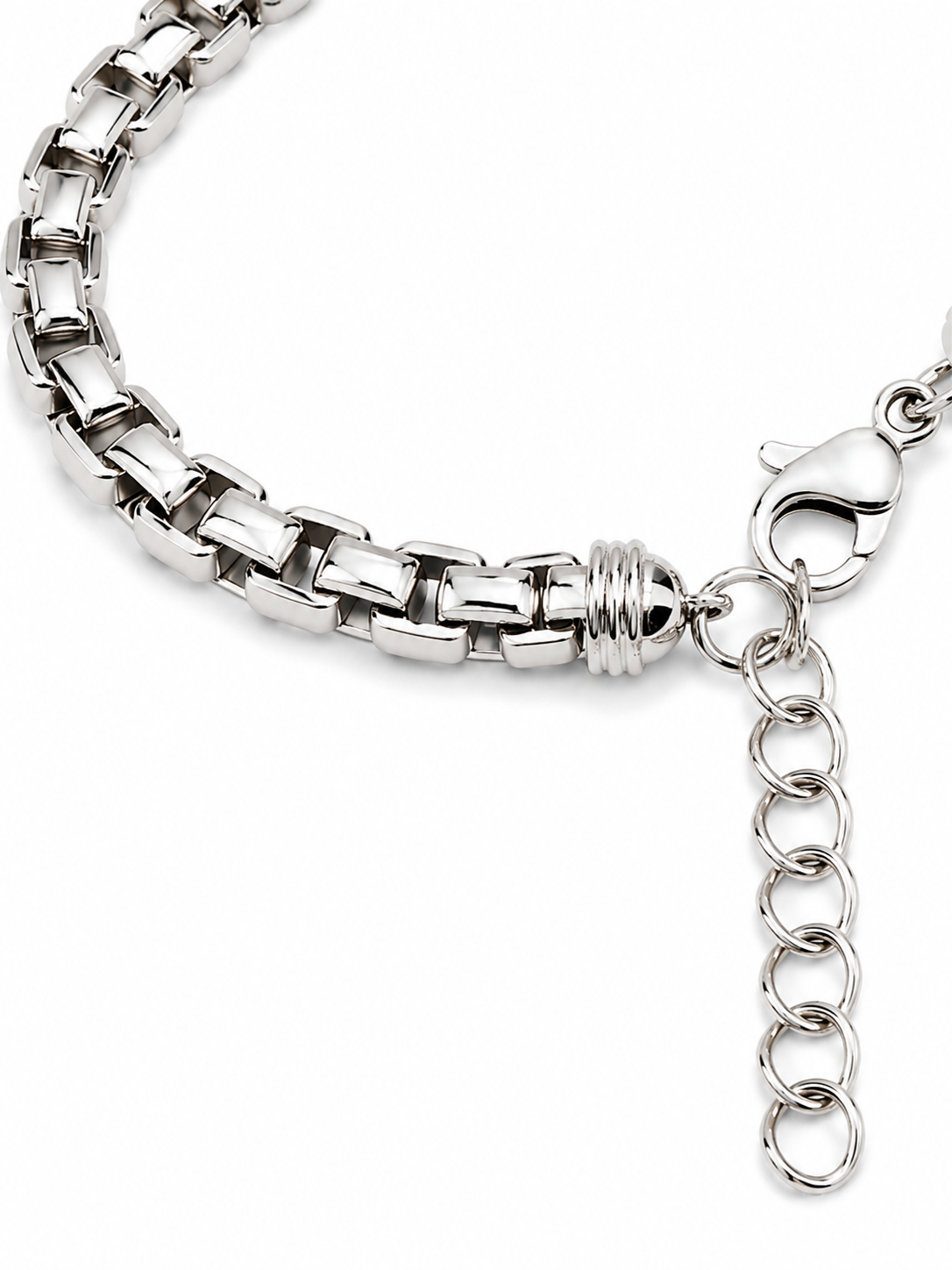14KT White Gold Thick 6 MM Linked Adjustable Lobster Lock Bangle Bracelet