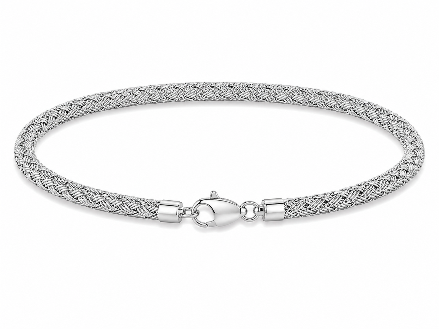 14KT White Gold Thread 2.8 MM Lobster Lock Bangle Bracelet