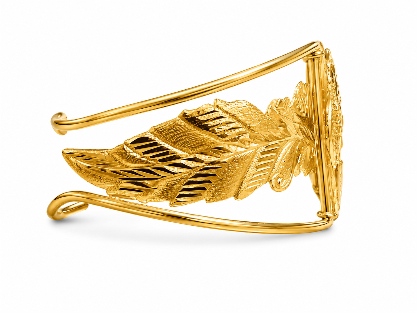 14KT Two Tone Gold Slip On 35.4 MM Thick Ladies Bangle Bracelet [A17B9]
