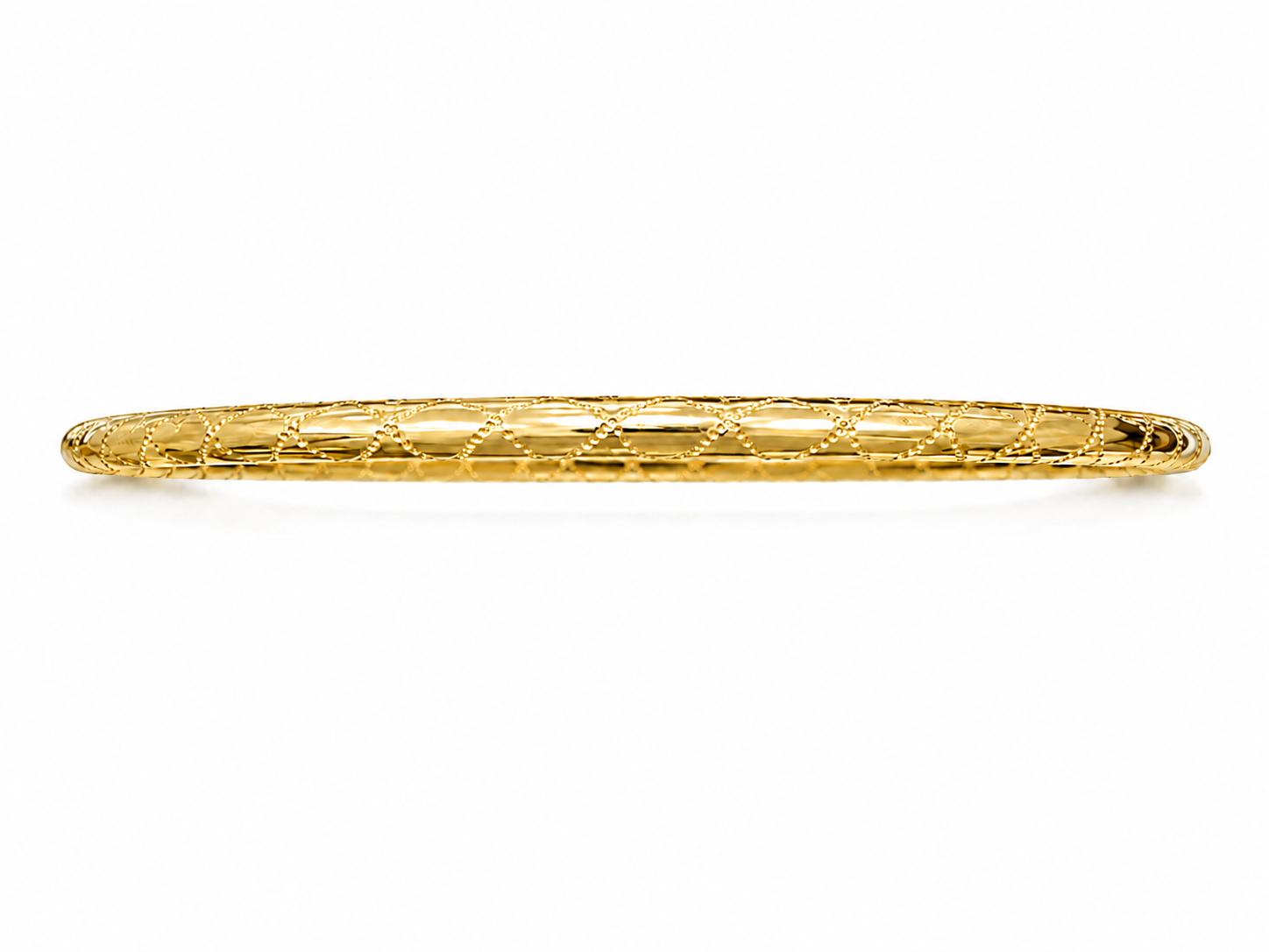 14KT 3 MM Solid Yellow Gold Slip on Bangle Bracelet