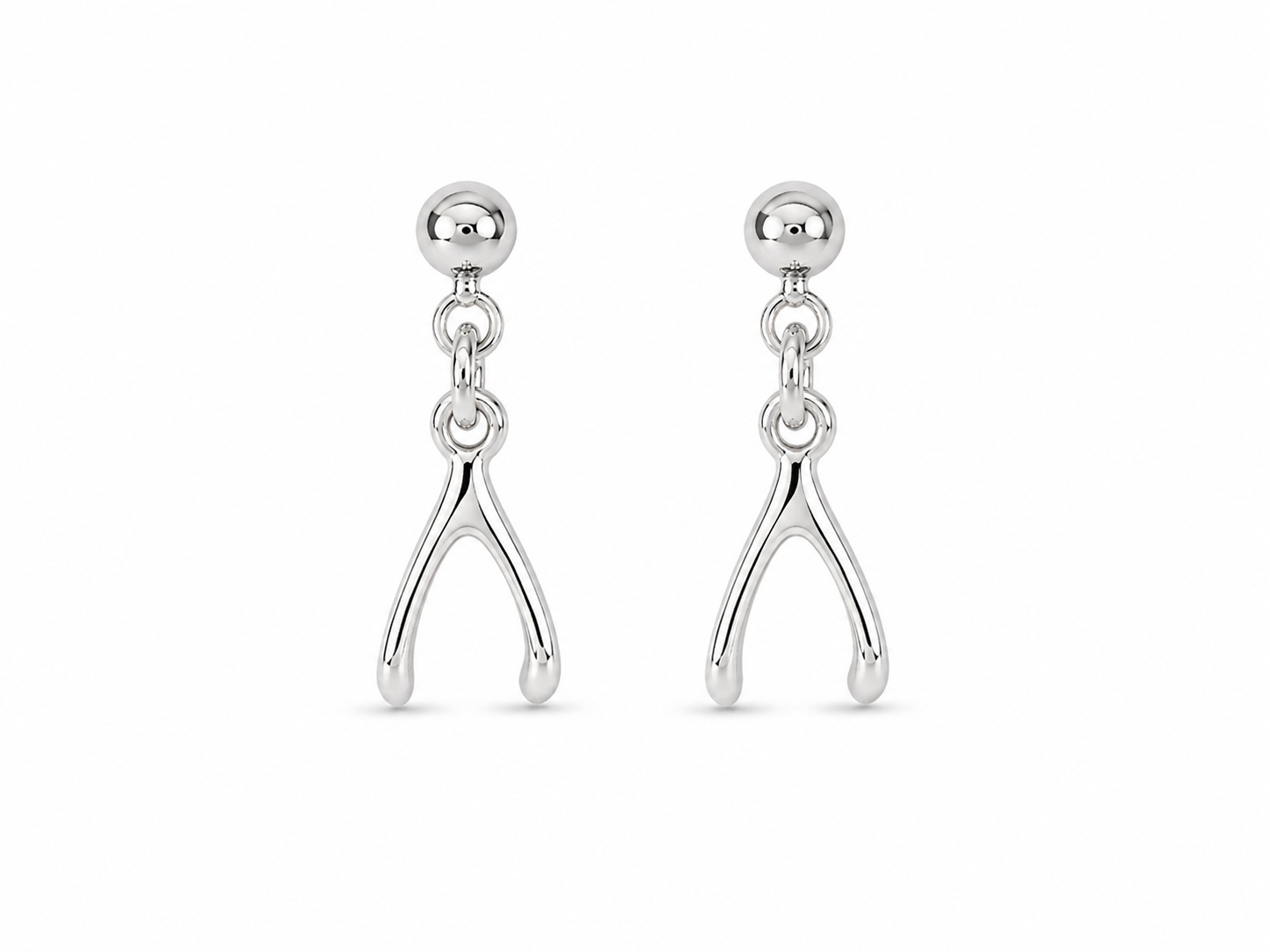 Brass Short Wishbone Dangling Earrings